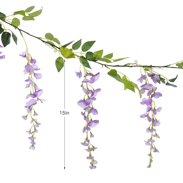 Lvydec Lvydec Wisteria Artificial Flowers Garland 28.8ft Silk Hanging Flower for Home Garden Wedding Arch Floral Decor Purplish Red - View 6 of 7