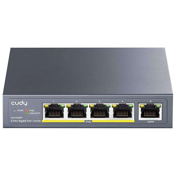 Cudy Buy Cudy GS1005P 5-Port Gigabit PoE Switch - 4 PoE+ @60W, Fanless, Sturdy Metal, Plug & Play for Optimal Network Performance