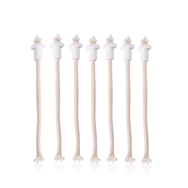 Tangxi 7Pcs Wine Bottle Wicks 73inch Oil Lantern Wick Heat Kerosene Ceramic Wick Round Cotton Wick with Ceramic Holder for Easy Lighting