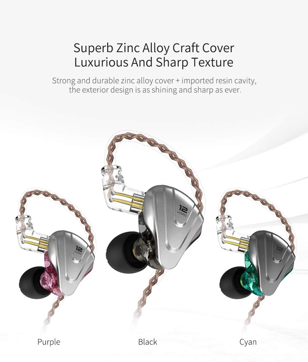 erjigo KZ ZSX 1DD 5BA Hybrid HiFi Stereo Noise Isolating in-Ear Monitors with Detachable Cable and MIC for Sports Earphones in Cyan - View 2 of 9