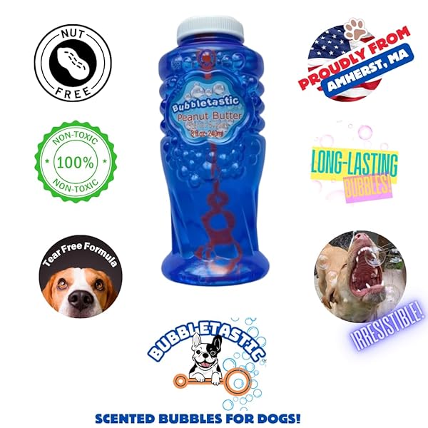 Bubbletastic Peanut Butter Scented Bubbles for Dogs and Kids Non Toxic Tear Free Safe 5 Pack - View 2 of 8