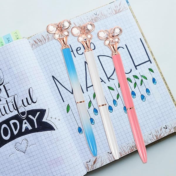 STOBOK STOBOK Creative Diamond Butterfly Ballpoint Pens Pack of 6 for School Office Use - View 7 of 9