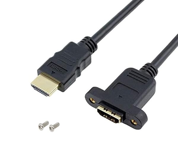 Qaoquda Qaoquda High Speed HDMI Extension Cable 3.3FT Male to Female Panel Mount 4K Support for Blu Ray Player 3D TV Roku Xbox360 Black