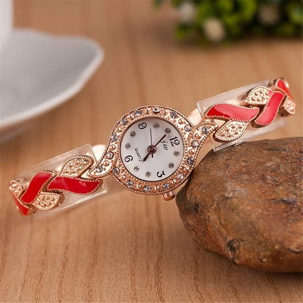 Weicam Weicam 5 Pcs Women's Elegant Crystal Bangle Bracelet Leaf Analog Quartz Wrist Watches - View 2 of 9