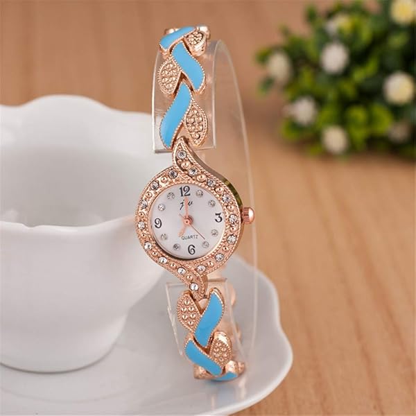 Weicam Weicam 5 Pcs Women's Elegant Crystal Bangle Bracelet Leaf Analog Quartz Wrist Watches - View 4 of 9