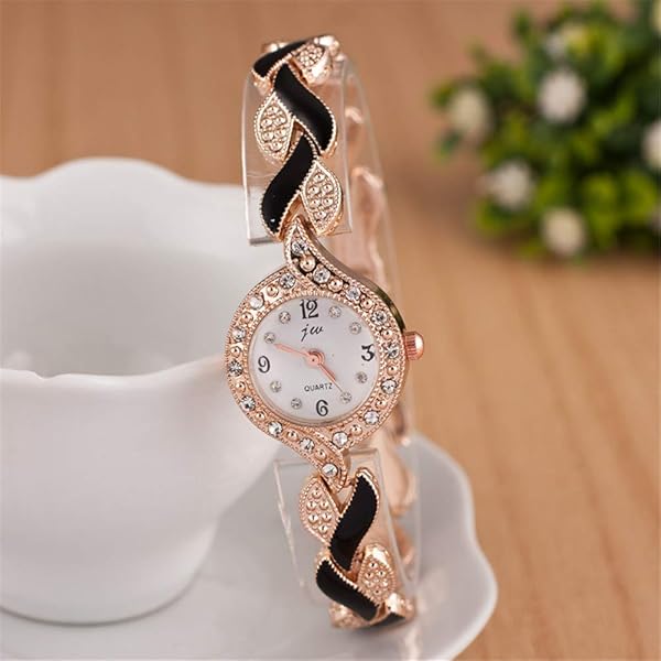 Weicam Weicam 5 Pcs Women's Elegant Crystal Bangle Bracelet Leaf Analog Quartz Wrist Watches - View 7 of 9