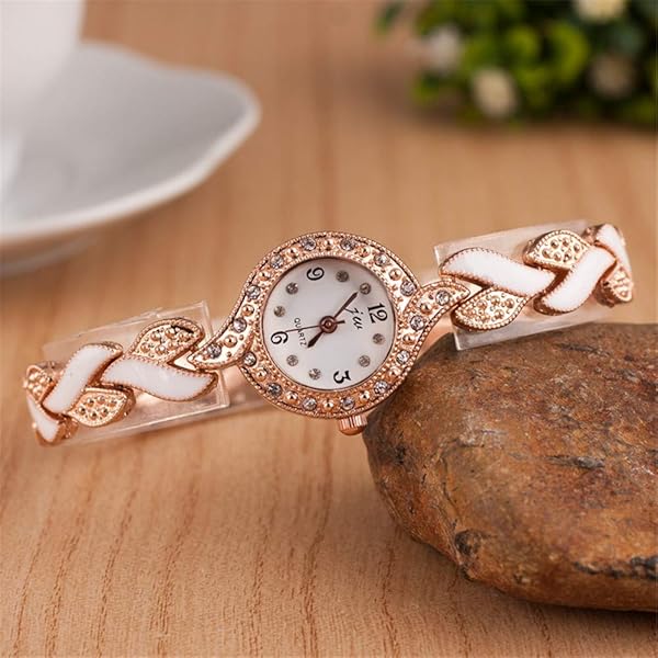 Weicam Weicam 5 Pcs Women's Elegant Crystal Bangle Bracelet Leaf Analog Quartz Wrist Watches - View 8 of 9