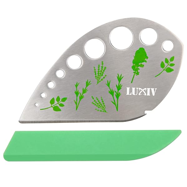 Luxiv Luxiv Stainless Steel Herb Stripper Tool for Kale Chard Thyme Basil Rosemary 9 Holes Metal Leaf Peeler Kitchen Gadget