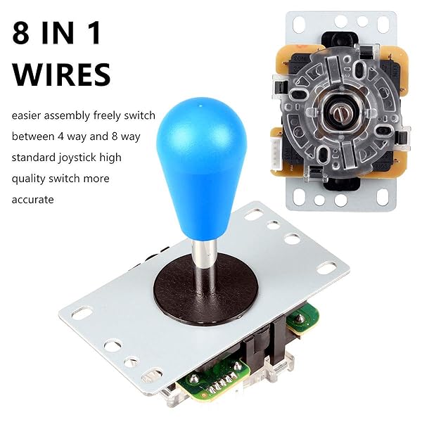 Fosiya Fosiya LED Arcade Joystick Buttons Kit 8 Way Joystick and 20 LED Buttons for 2 Player Video Games Compatible with Windows PC MAME Raspberry Pi - View 3 of 8