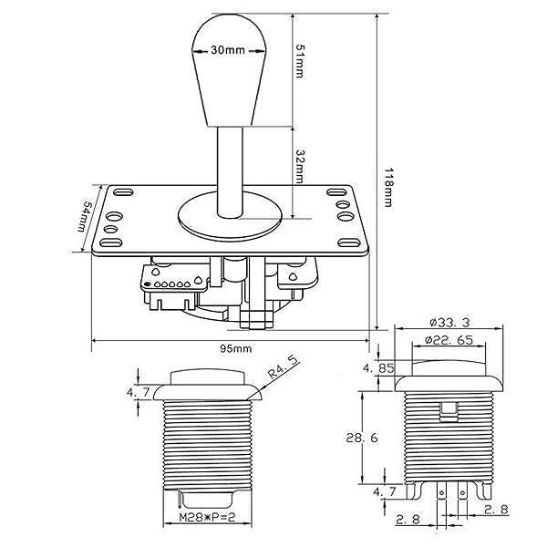 Fosiya Fosiya LED Arcade Joystick Buttons Kit 8 Way Joystick and 20 LED Buttons for 2 Player Video Games Compatible with Windows PC MAME Raspberry Pi - View 8 of 8
