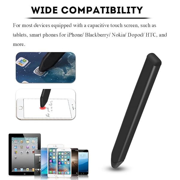 Zerone Universal Touchscreen Pen for Tablets and Smartphones Black Flat Capacitive Replacement Stylus - View 4 of 9