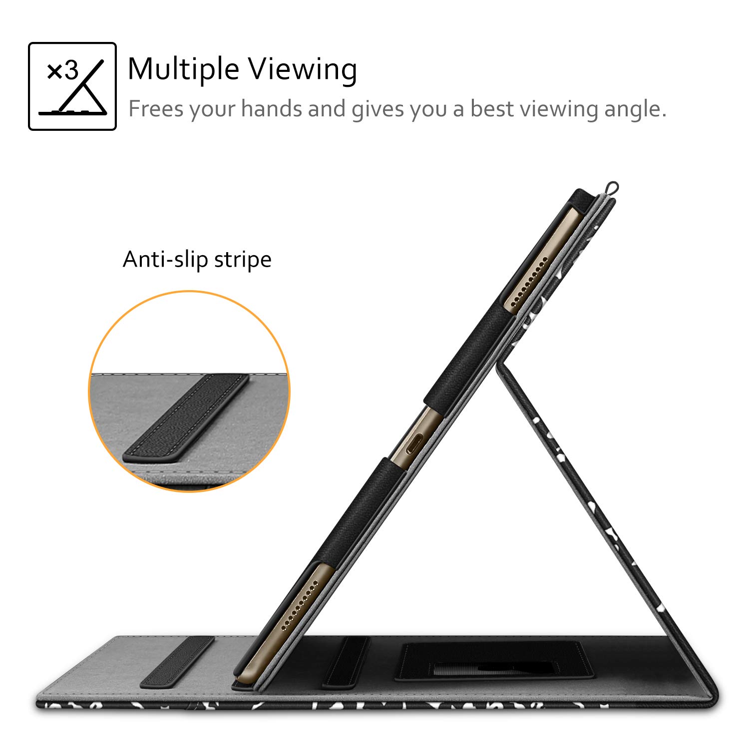 Fintie Multi-Angle Case for 2017 2015 iPad Pro 12.9 inch Old Model with Corner Protection Folio Stand Cover Pencil Holder Auto Wake Sleep - View 4 of 9