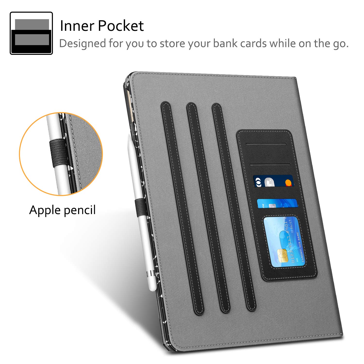 Fintie Multi-Angle Case for 2017 2015 iPad Pro 12.9 inch Old Model with Corner Protection Folio Stand Cover Pencil Holder Auto Wake Sleep - View 7 of 9