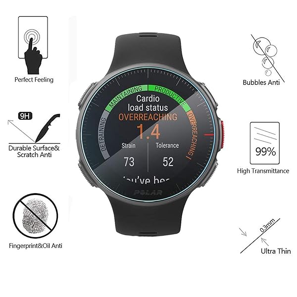 AKWOX Pack of 4 Tempered Glass Screen Protector for Polar Vantage V High Definition 9H Premium Clear Protection 0.3mm 2.5D - View 2 of 7