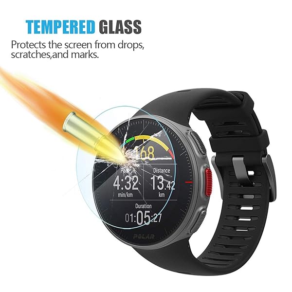 AKWOX Pack of 4 Tempered Glass Screen Protector for Polar Vantage V High Definition 9H Premium Clear Protection 0.3mm 2.5D - View 3 of 7