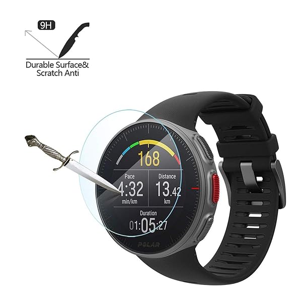 AKWOX Pack of 4 Tempered Glass Screen Protector for Polar Vantage V High Definition 9H Premium Clear Protection 0.3mm 2.5D - View 4 of 7