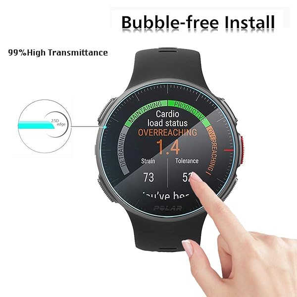 AKWOX Pack of 4 Tempered Glass Screen Protector for Polar Vantage V High Definition 9H Premium Clear Protection 0.3mm 2.5D - View 5 of 7