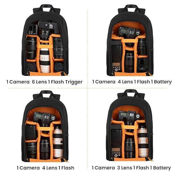 TARION "Waterproof TARION Camera Backpack - Large Capacity DSLR Bag with 15" Laptop Compartment & Rain Cover for Photographers" - View 4 of 10