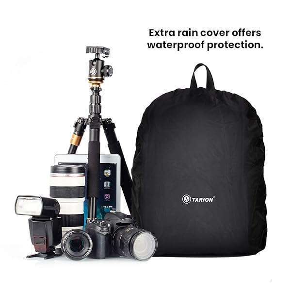 TARION "Waterproof TARION Camera Backpack - Large Capacity DSLR Bag with 15" Laptop Compartment & Rain Cover for Photographers" - View 9 of 10