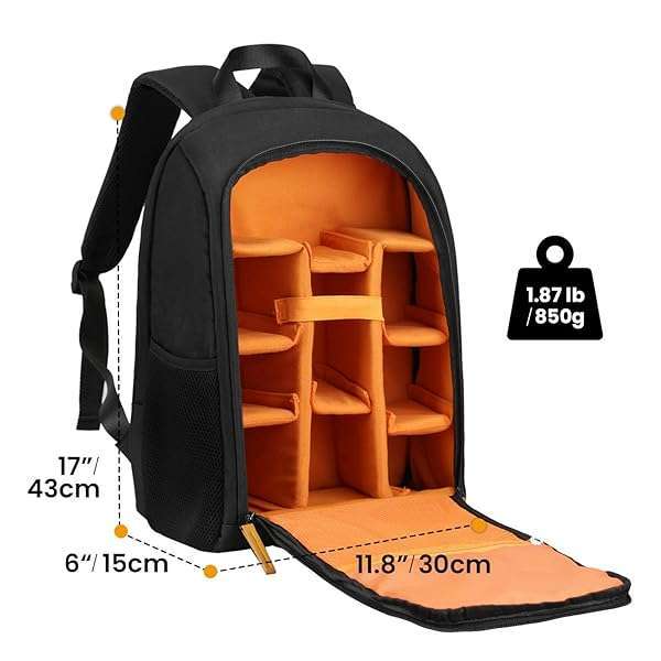 TARION "Waterproof TARION Camera Backpack - Large Capacity DSLR Bag with 15" Laptop Compartment & Rain Cover for Photographers" - View 10 of 10