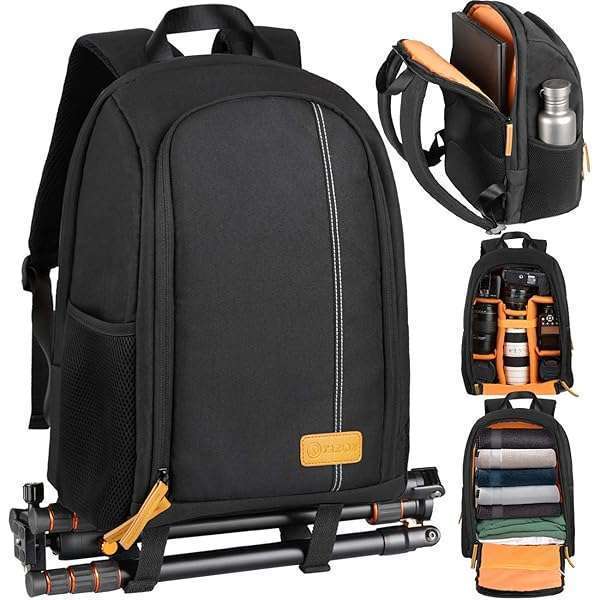 TARION "Waterproof TARION Camera Backpack - Large Capacity DSLR Bag with 15" Laptop Compartment & Rain Cover for Photographers"