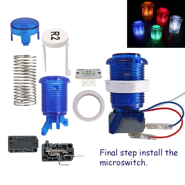 SJ@JX SJ JX 2 Player Arcade Game Stick DIY Kit with LED Buttons and Joystick USB Encoder for PC MAME Raspberry Pi Color Mix - View 3 of 8