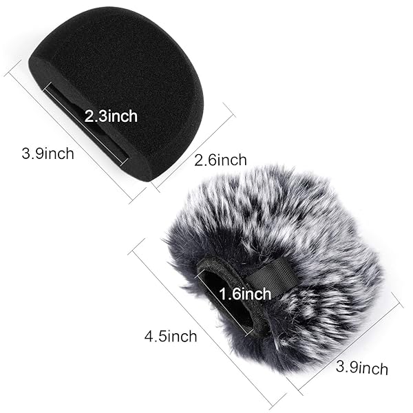 ChromLives ChromLives Windscreen Microphone Wind Muff Foam Wind Screen Cover for Zoom H5 H6 Portable Recorder Furry Foam 2Pack - View 4 of 7