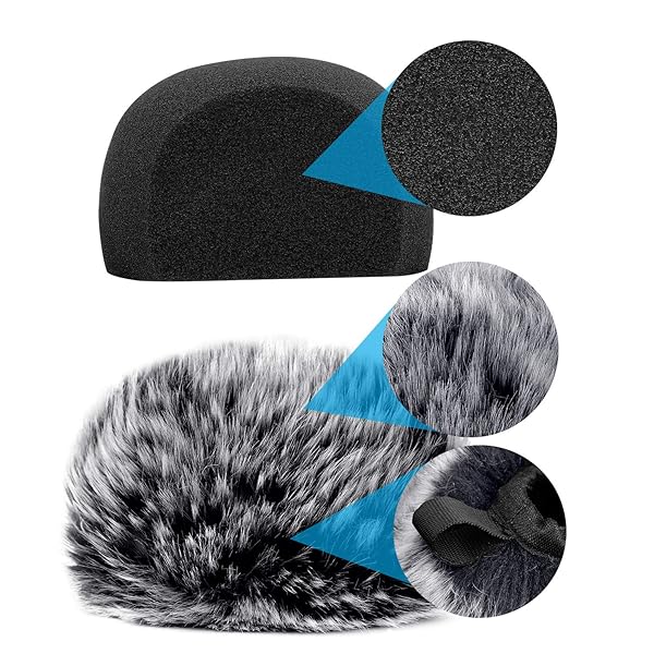 ChromLives ChromLives Windscreen Microphone Wind Muff Foam Wind Screen Cover for Zoom H5 H6 Portable Recorder Furry Foam 2Pack - View 5 of 7