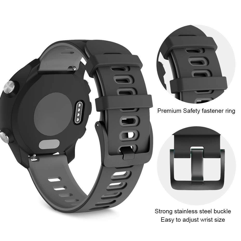 NotoCity NotoCity 20mm Silicone Replacement Bands for Vivoactive 5 3 Galaxy Watch 4 5 Active 2 Forerunner 245 645 Smartwatch Black Gray - View 4 of 9