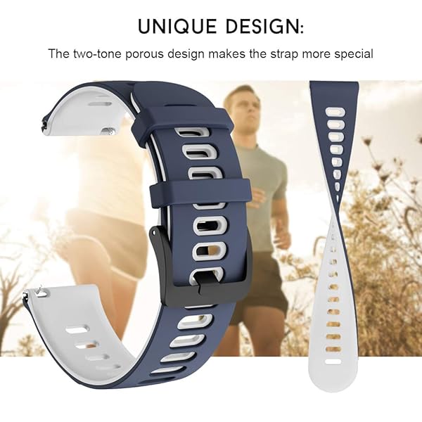 NotoCity NotoCity 20mm Silicone Replacement Bands for Vivoactive 5 3 Galaxy Watch 4 5 Active 2 Forerunner 245 645 Smartwatch Blue White - View 5 of 6