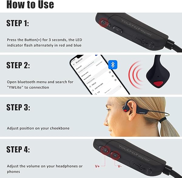 YouthWhisper Lightweight Bone Conduction Headphones: Wireless Open-Ear Sports Earphones for Running & Hiking - View 9 of 9