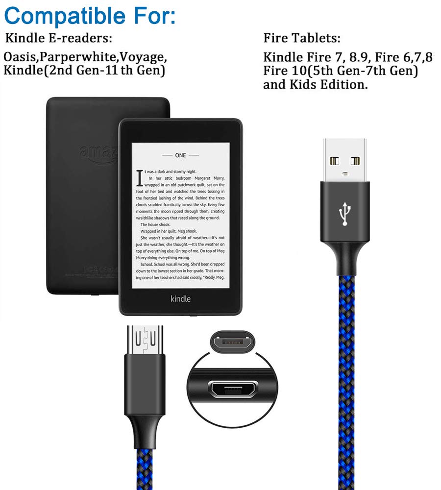 SCOVEE Micro USB Cable for Fire Tablet HD 7 8 10 E-Readers Samsung Galaxy Braided Fast Charging Cord 6 FT Durable and Reliable - View 3 of 7