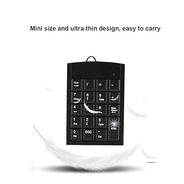 Wendry Portable Wired USB Number Pad - 19 Keys Mini Keypad for Laptop & Desktop | Plug & Play External Numeric Keyboard - View 7 of 10