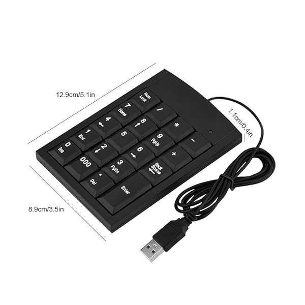 Wendry Portable Wired USB Number Pad - 19 Keys Mini Keypad for Laptop & Desktop | Plug & Play External Numeric Keyboard - View 8 of 10