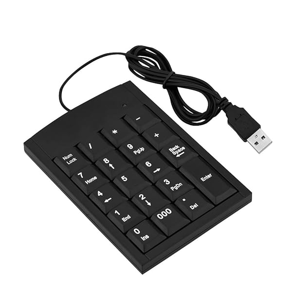 Wendry Portable Wired USB Number Pad - 19 Keys Mini Keypad for Laptop & Desktop | Plug & Play External Numeric Keyboard - View 9 of 10