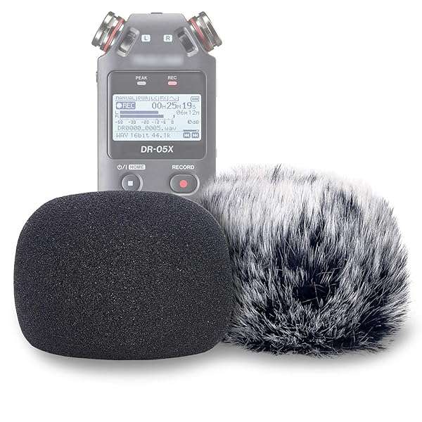YOUSHARES YOUSHARES DR05X Windscreen Muff & Foam for Tascam DR-05X Mic Recorders - 2 Pack Wind Screen for Indoor/Outdoor Use