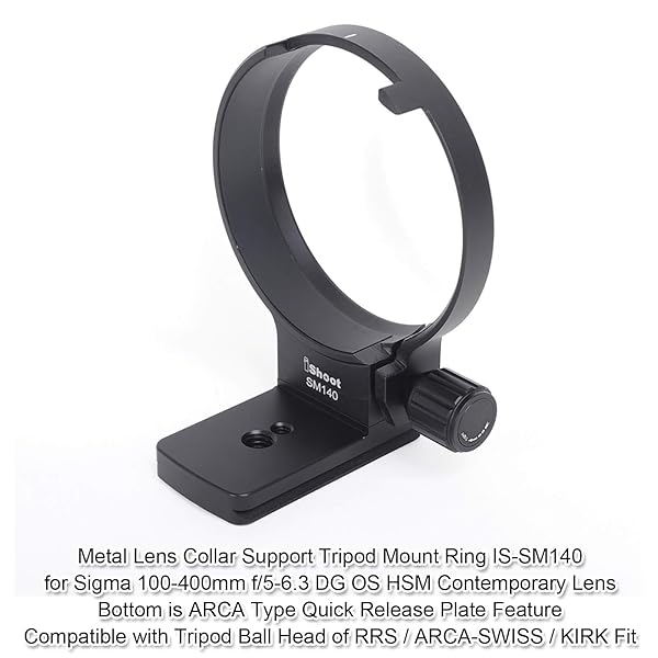 iShoot iShoot Tripod Mount Ring for Sigma 100-400mm Lens - Quick Release Plate Compatible with ARCA-Swiss & Kirk - View 3 of 10