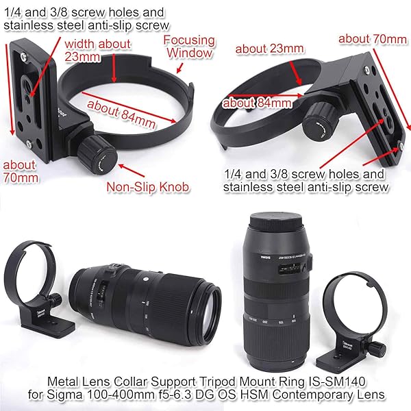 iShoot iShoot Tripod Mount Ring for Sigma 100-400mm Lens - Quick Release Plate Compatible with ARCA-Swiss & Kirk - View 6 of 10