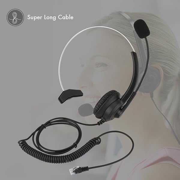 Zerone H300 Microphone Headset Noise Cancelling Corded Call Center Headset with 4 Connectors for Landline Mobile Phones and PC Games - View 6 of 10