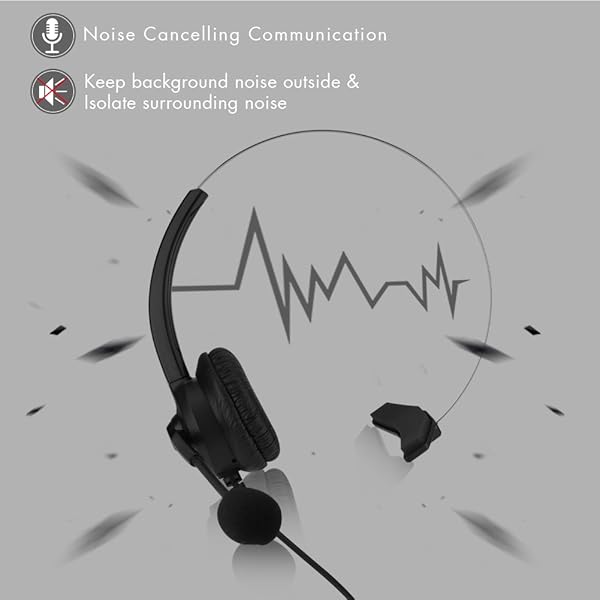 Zerone H300 Microphone Headset Noise Cancelling Corded Call Center Headset with 4 Connectors for Landline Mobile Phones and PC Games - View 7 of 10