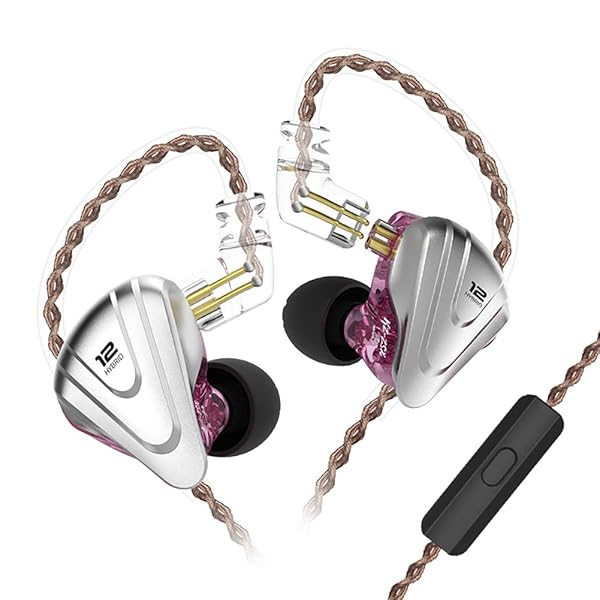 KZ ZSX Hybrid HiFi Stereo Noise Isolating in-Ear Monitors with Detachable Cable and MIC Purple Earbuds for Sports