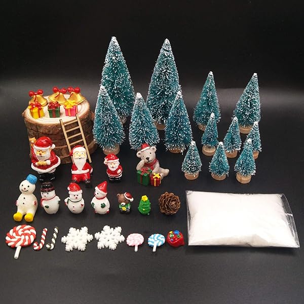 EMiEN EMiEN 45PCS Resin Winter Miniature Ornament Kits for DIY Christmas Scene Fairy Garden Dollhouse and Party Decoration Accessories - View 2 of 8