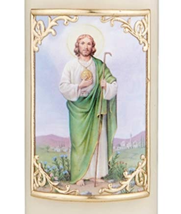 Christian Brands Christian Brands Saint Jude Devotional Wax Pillar Candle 7 3/4 Inch for Faith and Inspiration - View 2 of 5