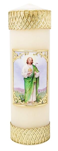 Christian Brands Christian Brands Saint Jude Devotional Wax Pillar Candle 7 3/4 Inch for Faith and Inspiration