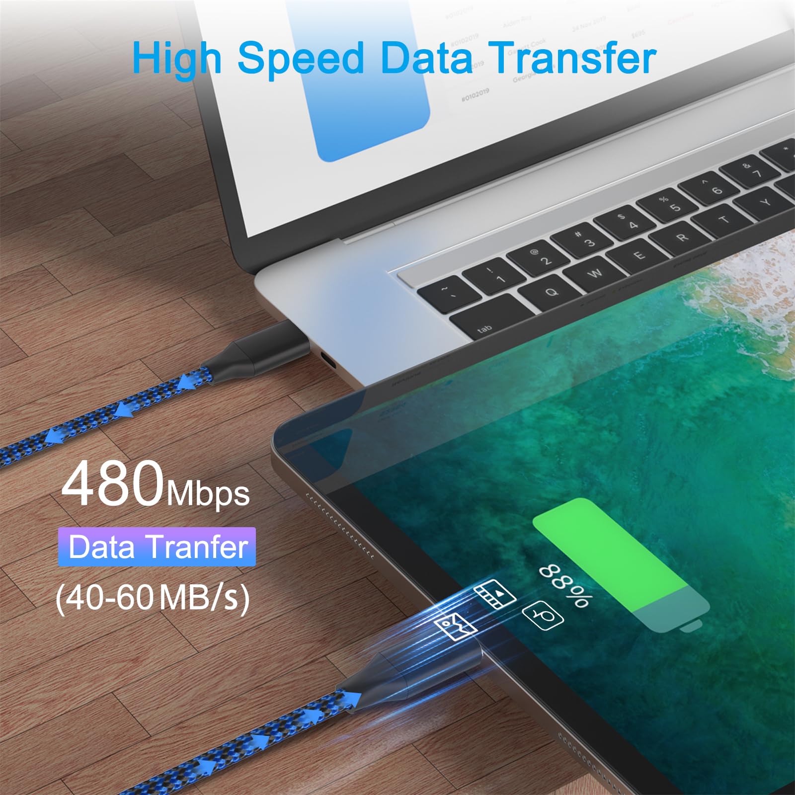 PS4 Charger Cable 6FT Braided Micro USB Cord for PS4 Controller Xbox One S/X Elite Pro Slim Fast Charging Data Wire - View 4 of 5