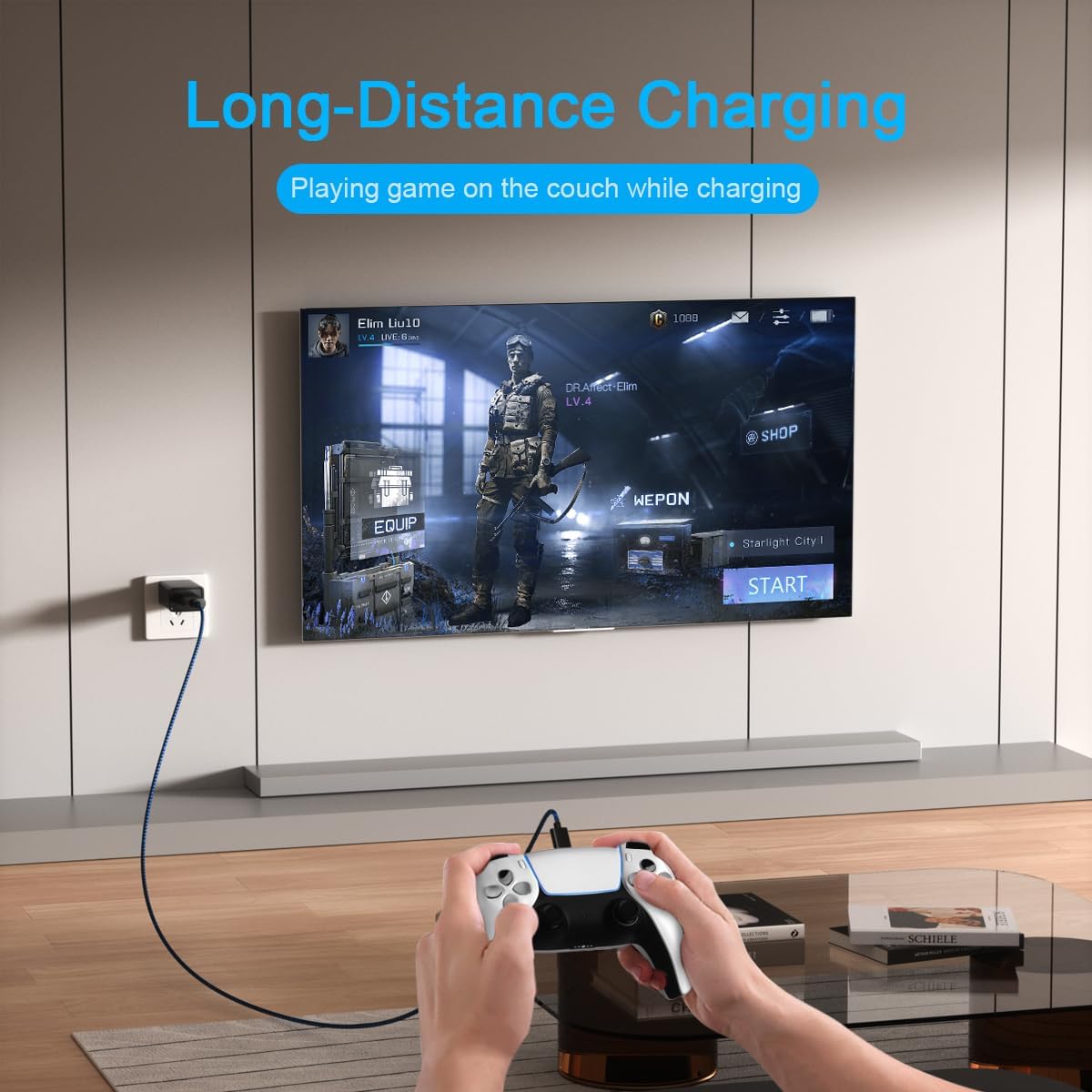 PS4 Charger Cable 6FT Braided Micro USB Cord for PS4 Controller Xbox One S/X Elite Pro Slim Fast Charging Data Wire - View 5 of 5