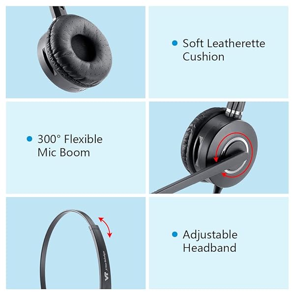 VT Noise-Cancelling QD Headset for Call Centers | Compatible with Polycom, Yealink, Grandstream & More - View 5 of 8