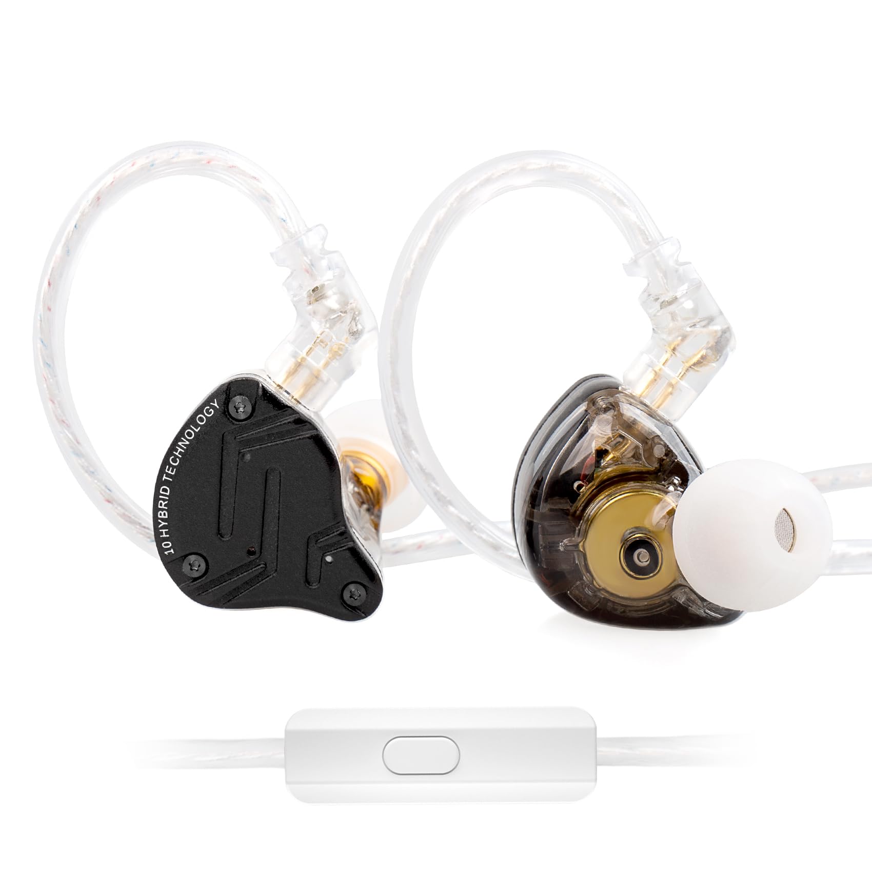 Kinboofi Kinboofi KZ ZSX In-Ear Headphones: Hybrid HiFi 5BA 1DD Drivers for Musicians & Singers - Detachable Cable & Mic (Black)