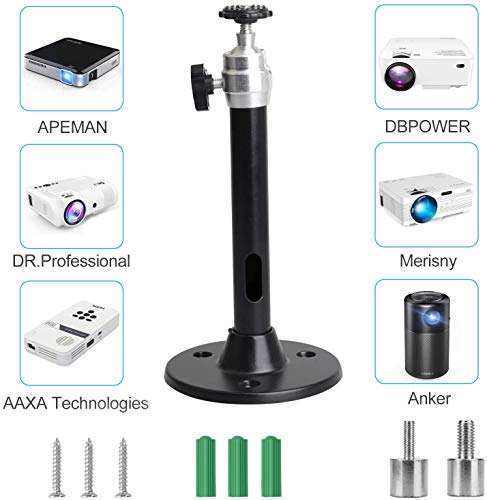 YiePhiot YiePhiot Mini Projector Mount Stand - Compatible with QKK, DR.J, Anker & More (175mm, Black) - View 4 of 8