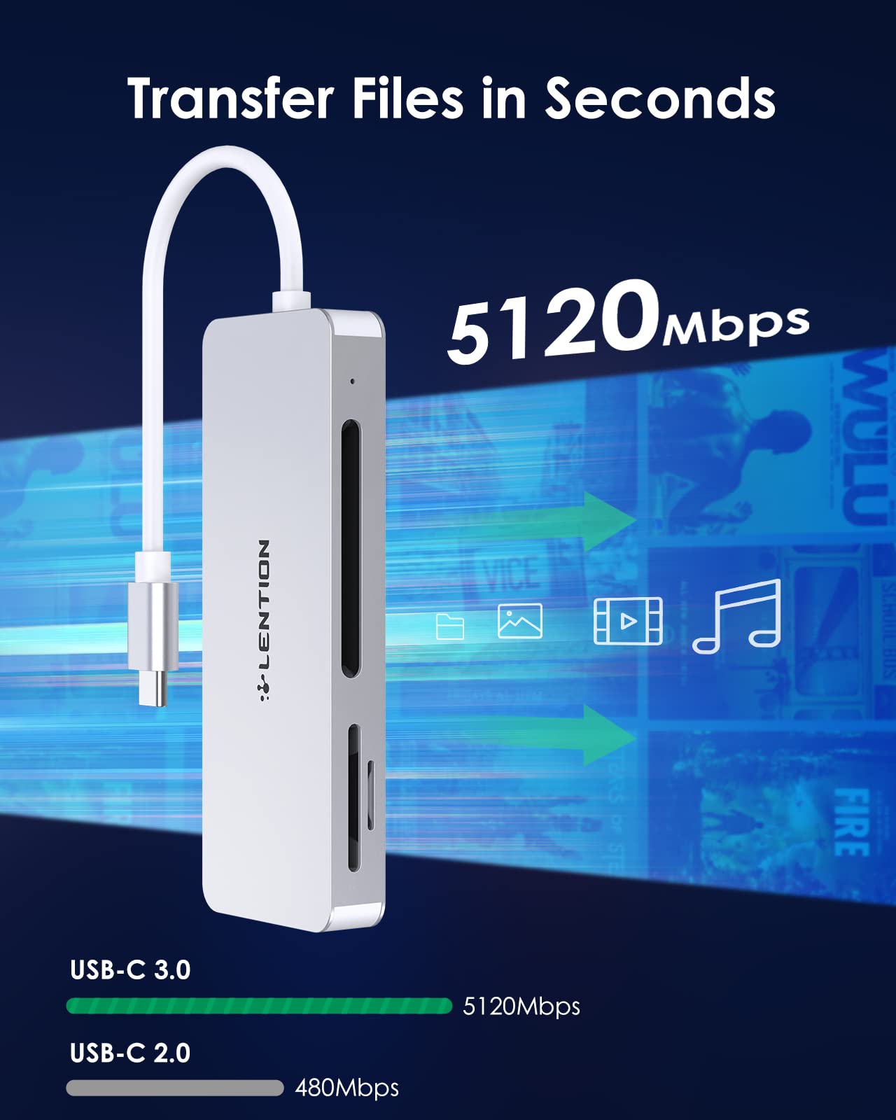 LENTION USB C Multi-Card Reader for MacBook Pro Air iPad Pro Surface SD CF Micro SD Adapter Silver - View 4 of 7